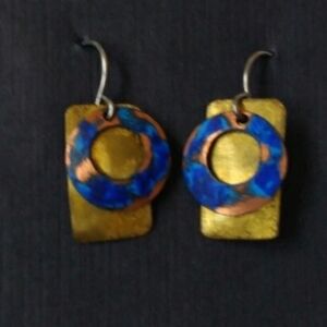 1980's Retro Vintage Brass Drop Earrings